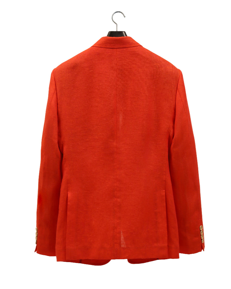 The COLOR CUT Red Orange Linen Suit Jacket