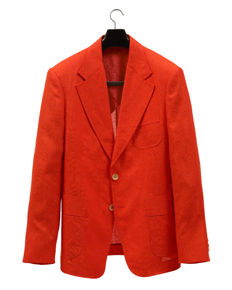 The COLOR CUT Red Orange Linen Suit Jacket