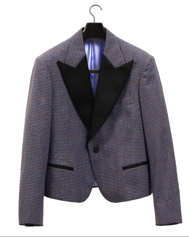 Checked Cropped Evening Jacket