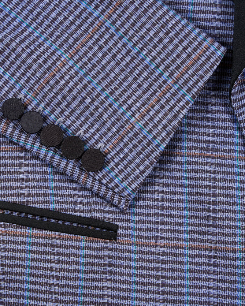 Blue Check Cropped Dinner Jacket