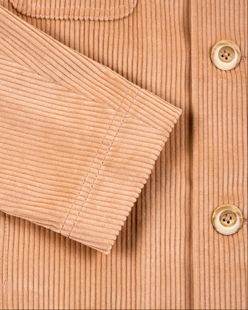 Cropped Corduroy Chore Jacket in Tan