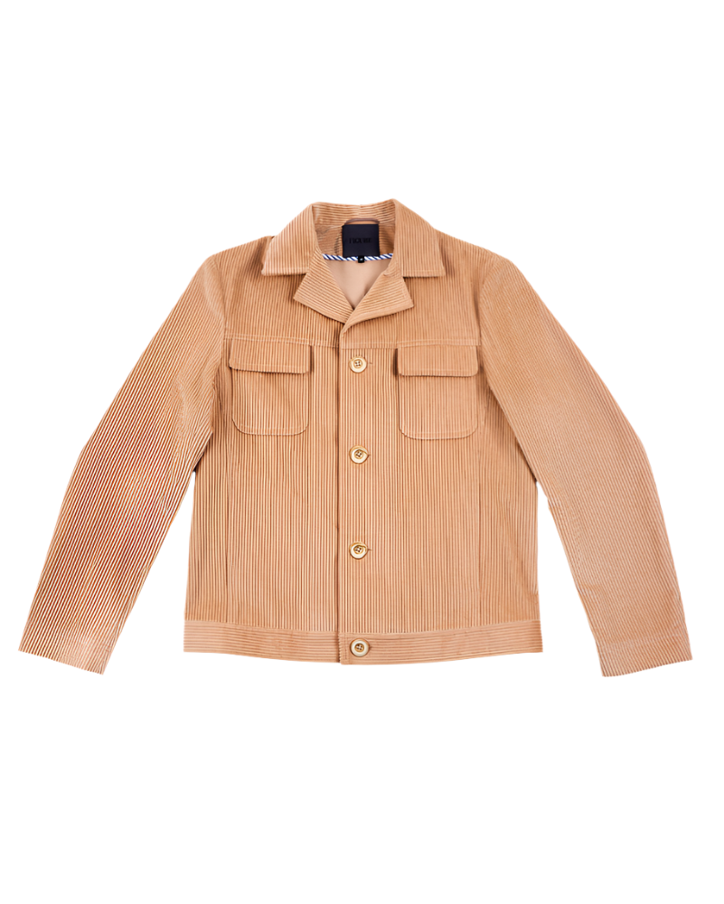 Cropped Corduroy Chore Jacket in Tan
