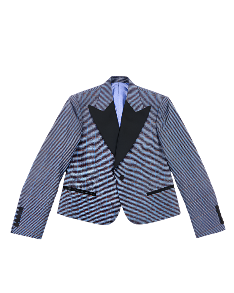 Blue Check Cropped Dinner Jacket
