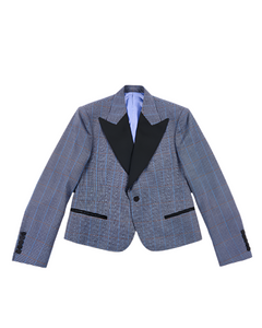 Blue Check Cropped Dinner Jacket