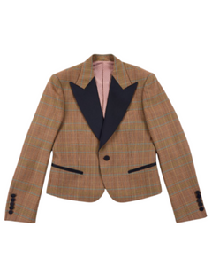 Orange Checked Cropped Dinner Jacket